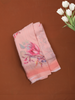 Soft Peach Pastel Leaf Printed Chiffon Saree with Ombre Border