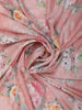 Soft Peach Pink Floral Printed Design Chiffon Fancy Saree with Designer Border