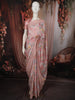 Soft Peach Pink Floral Printed Design Chiffon Fancy Saree with Designer Border