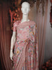 Soft Peach Pink Floral Printed Design Chiffon Fancy Saree with Designer Border