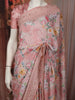 Soft Peach Pink Floral Printed Design Chiffon Fancy Saree with Designer Border