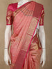 Soft Peach Pink Floral Zari Woven Design Pure Kanchipuram Silk Saree with Contrast Border
