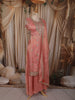 Soft Peach Pink Sequins and Zari  Embroidered Design Tissue Silk Palazzo Suit with Designer Dupatta