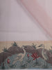 Soft Peach Pink Striped Zari Woven Design Pure Tissue Organza Fancy Saree with Contrast Birds Motif Border