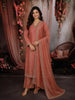 Soft Peach Stone Embellished Design Tissue Salwar Suit with Dupatta