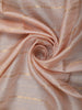 Soft Peach Striped Zari Woven Design Pure Organza Fancy Saree with Contrast Birds Motif Border