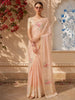 Soft Peach Striped Zari Woven Design Pure Organza Fancy Saree with Contrast Birds Motif Border