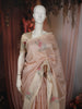 Soft Peach Striped Zari Woven Design Pure Organza Fancy Saree with Contrast Birds Motif Border