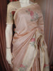 Soft Peach Striped Zari Woven Design Pure Organza Fancy Saree with Contrast Birds Motif Border