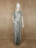 Soft Pearl Silver Grey Leaf Zari Woven Design Tissue Designer Saree with Sequins Border