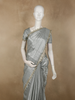 Soft Pearl Silver Grey Leaf Zari Woven Design Tissue Designer Saree with Sequins Border