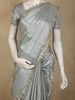 Soft Pearl Silver Grey Leaf Zari Woven Design Tissue Designer Saree with Sequins Border