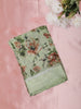 Soft Pistachio Green Floral Printed Design Mixed Cotton Saree