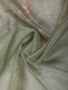 Soft Pistachio Green Floral Thread Embroidered Design Pure Organza Saree with Solid Border