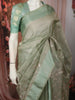 Soft Pistachio Green Floral Thread Embroidered Design Pure Organza Saree with Solid Border