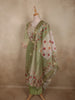 Soft Pistachio Green Floral Thread Embroidered Design Tissue Straight Cut Salwar Suit