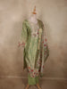 Soft Pistachio Green Floral Thread Embroidered Design Tissue Straight Cut Salwar Suit