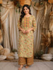 Soft Pistachio Green Floral Vine Printed Design Cotton Palazzo Suit