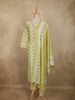 Soft Pistachio Green Ikat Printed Design Cotton Salwar Suit with Dupatta