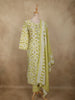 Soft Pistachio Green Ikat Printed Design Cotton Salwar Suit with Dupatta