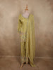 Soft Pistachio Lime Green Floral Sequins and Beads Embroidered Design Satin Palazzo Suit with Dupatta
