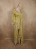 Soft Pistachio Lime Green Floral Sequins and Beads Embroidered Design Satin Palazzo Suit with Dupatta