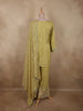 Soft Pistachio Lime Green Floral Sequins and Beads Embroidered Design Satin Palazzo Suit with Dupatta