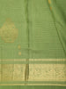 Soft Pistachio Pastel Green Mini Checked and Paisley Butta Zari Woven Design Pure Kanchipuram Silk Saree with Zari Border