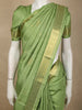 Soft Pistachio Pastel Green Mini Checked and Paisley Butta Zari Woven Design Pure Kanchipuram Silk Saree with Zari Border