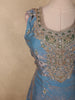 Soft Powder Blue Floral Beads Embroidered Design Organza Palazzo Suit with Dupatta
