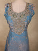 Soft Powder Blue Floral Beads Embroidered Design Organza Palazzo Suit with Dupatta