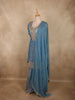 Soft Powder Blue Floral Beads Embroidered Design Organza Palazzo Suit with Dupatta