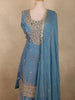 Soft Powder Blue Floral Beads Embroidered Design Organza Palazzo Suit with Dupatta