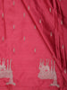 Soft Raspberry Rose Pink Floral Butta Zari Woven Design Semi Banarasi Saree with Animal Motif Border