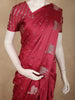 Soft Raspberry Rose Pink Floral Butta Zari Woven Design Semi Banarasi Saree with Animal Motif Border