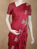 Soft Raspberry Rose Pink Floral Butta Zari Woven Design Semi Banarasi Saree with Animal Motif Border