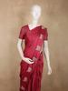 Soft Raspberry Rose Pink Floral Butta Zari Woven Design Semi Banarasi Saree with Animal Motif Border