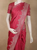 Soft Raspberry Rose Pink Floral Butta Zari Woven Design Semi Banarasi Saree with Zari Border