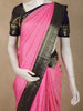 Soft Rose Pink Butta Zari Woven Design Pure Kanchipuram Silk Saree with Contrast Zari Border