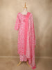 Soft Rose Pink Floral Printed Design Cotton Straight Cut Salwar Suit with Dupatta