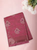 Soft Rose Pink Floral Zari Woven Design Mixed Cotton Saree with Floral Zari Border