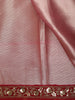 Soft Rose Pink Geometric Zari Woven Design Tissue Designer Saree with Sequins Border