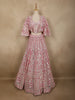 Soft Rose Pink Heavy Sequins and Beads Embroidered Design Net Bridal Lehenga with Jacket