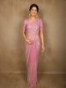 Soft Rose Pink Heavy Sequins and Beads Embroidered Design Net Designer Saree with Designer Border