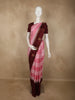 Soft Rose Pink Striped Woven Design Pure Kanchipuram Silk Saree with Contrast Peacock Border