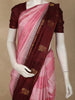 Soft Rose Pink Striped Woven Design Pure Kanchipuram Silk Saree with Contrast Peacock Border