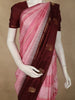 Soft Rose Pink Striped Woven Design Pure Kanchipuram Silk Saree with Contrast Peacock Border