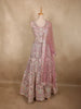 Soft Rose Quartz Pink Floral Embroidered and Stone Embellished Design Net Lehenga With Net Dupatta