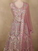 Soft Rose Quartz Pink Floral Embroidered and Stone Embellished Design Net Lehenga With Net Dupatta