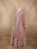 Soft Rose Quartz Pink Floral Embroidered and Stone Embellished Design Net Lehenga With Net Dupatta